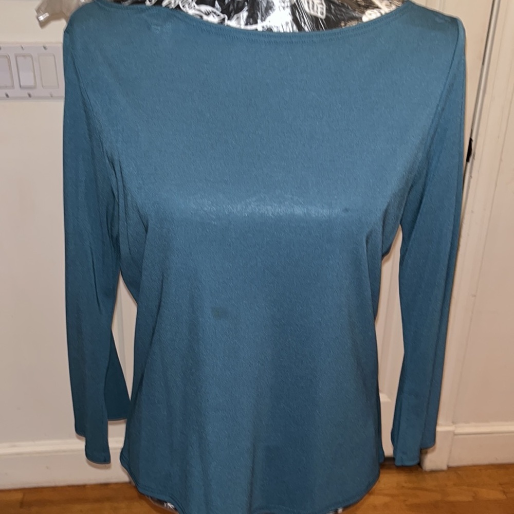 Max Studio  size Medium Teal blue 2 piece  3/4 sleeve top & pull on Maxi skirt - Picture 12 of 14